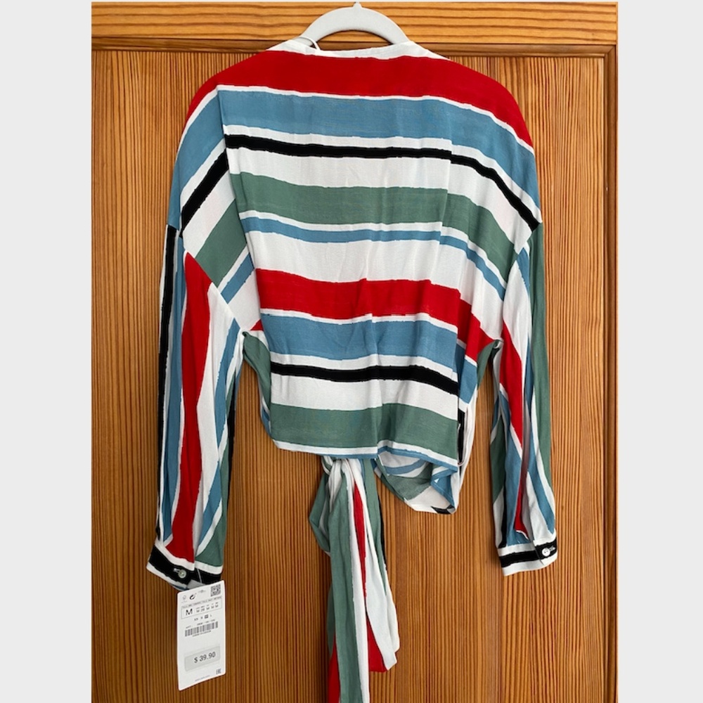 ZARA Multi Colored Wrap Top - Picture 4 of 6